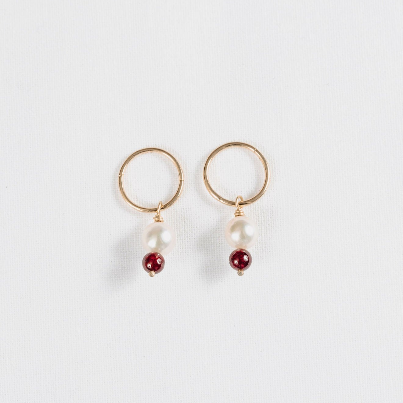 Pearl and Garnet Bead Danglers