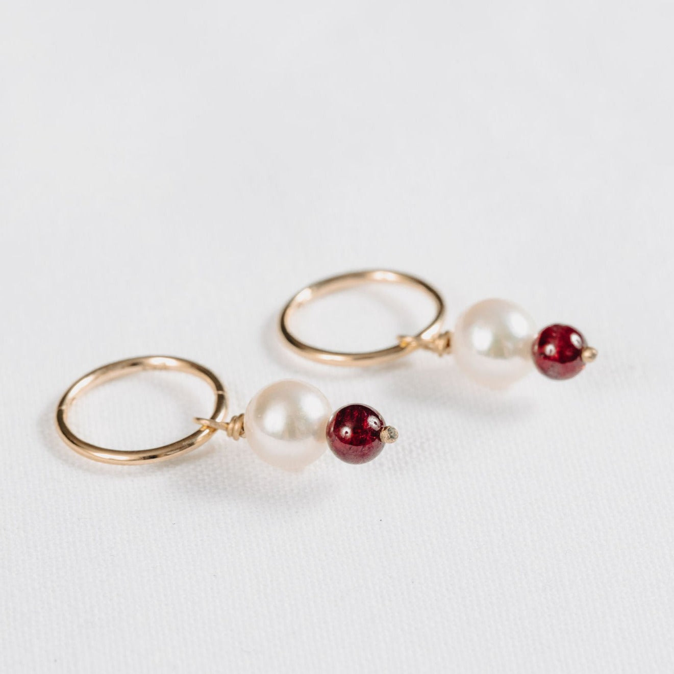 Pearl and Garnet Bead Danglers