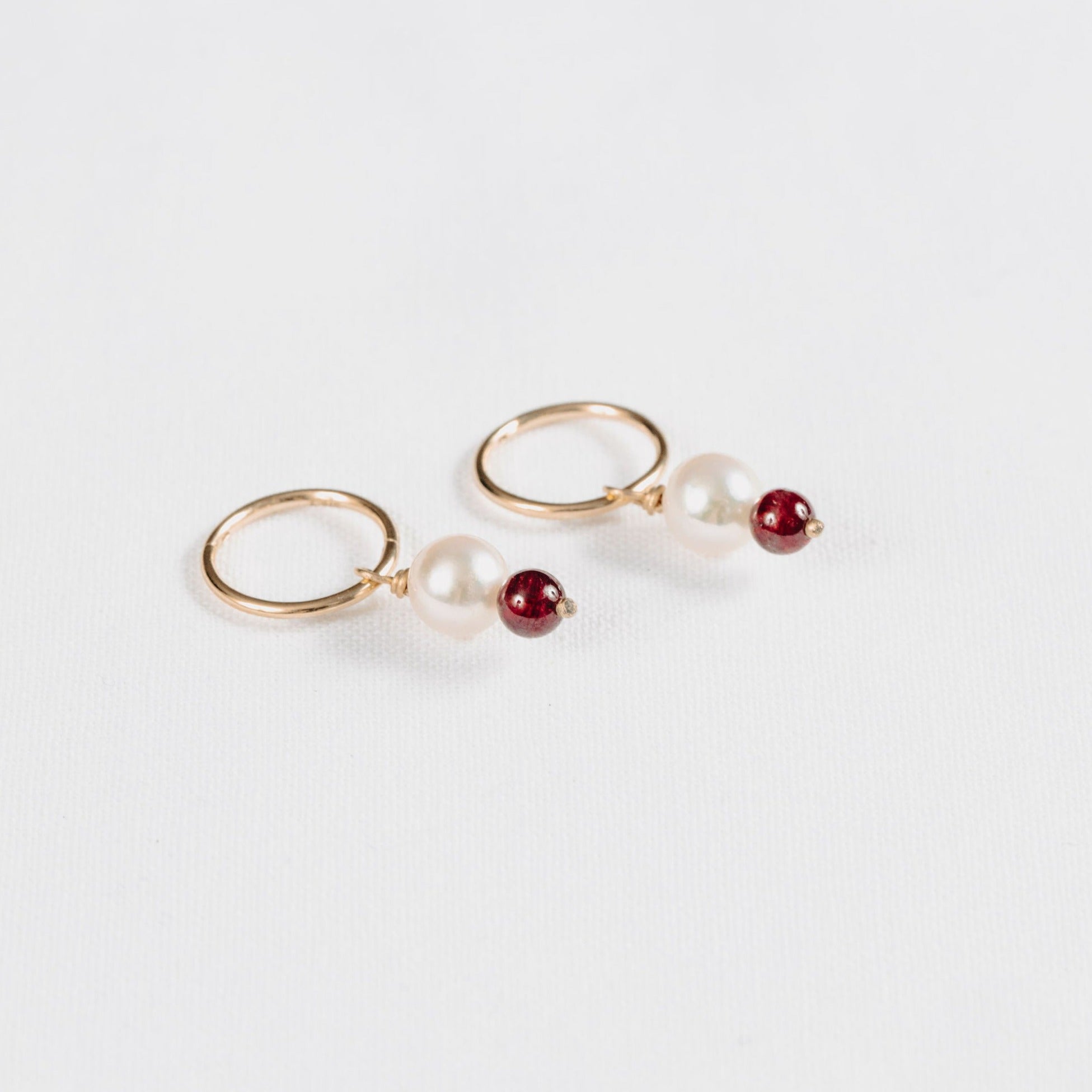 Pearl and Garnet Bead Danglers