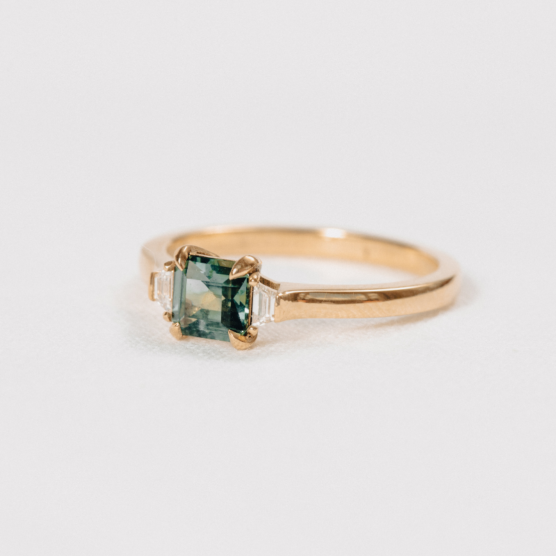 Parti Sapphire and Trapezoid Ring