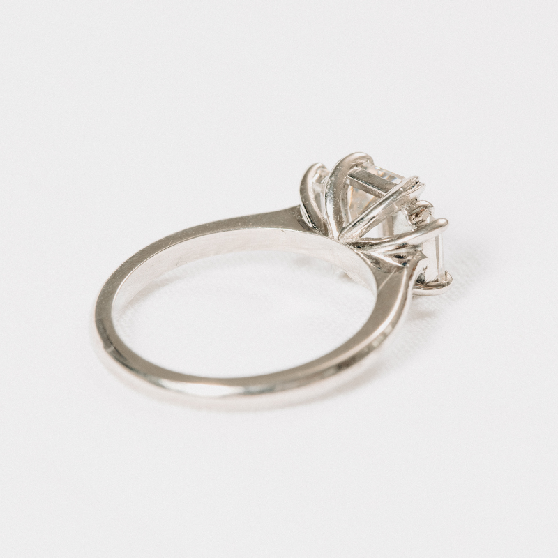 Moissanite Emerald and Baguette 3 Stone.