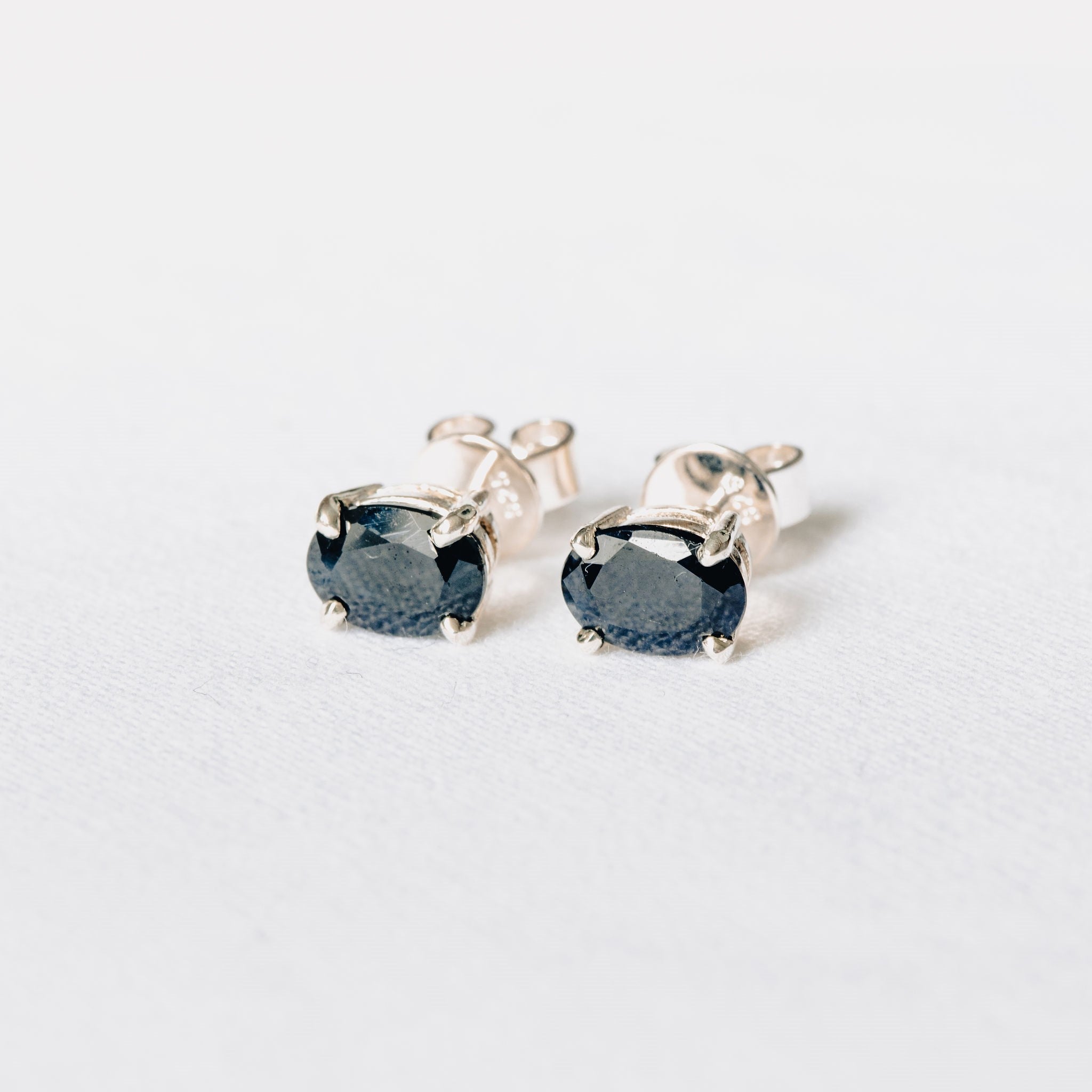 Black Sapphire Oval studs