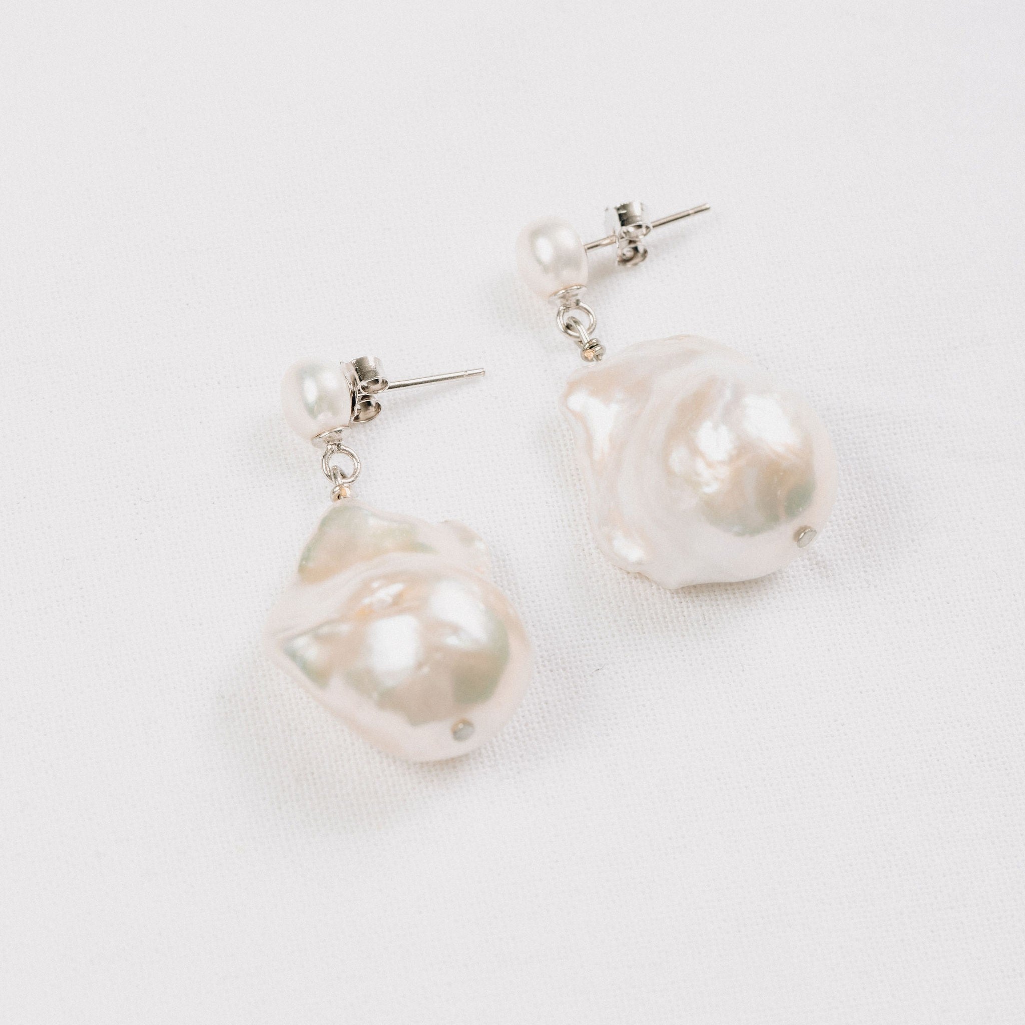 Large Baroque Stud Pearl Earrings