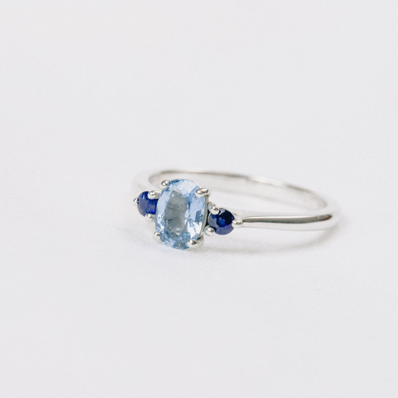 Aquamarine and Sapphire 3 Stone
