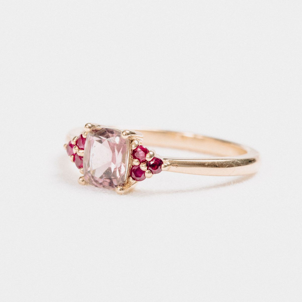 Pink Tourmaline and Ruby Ring