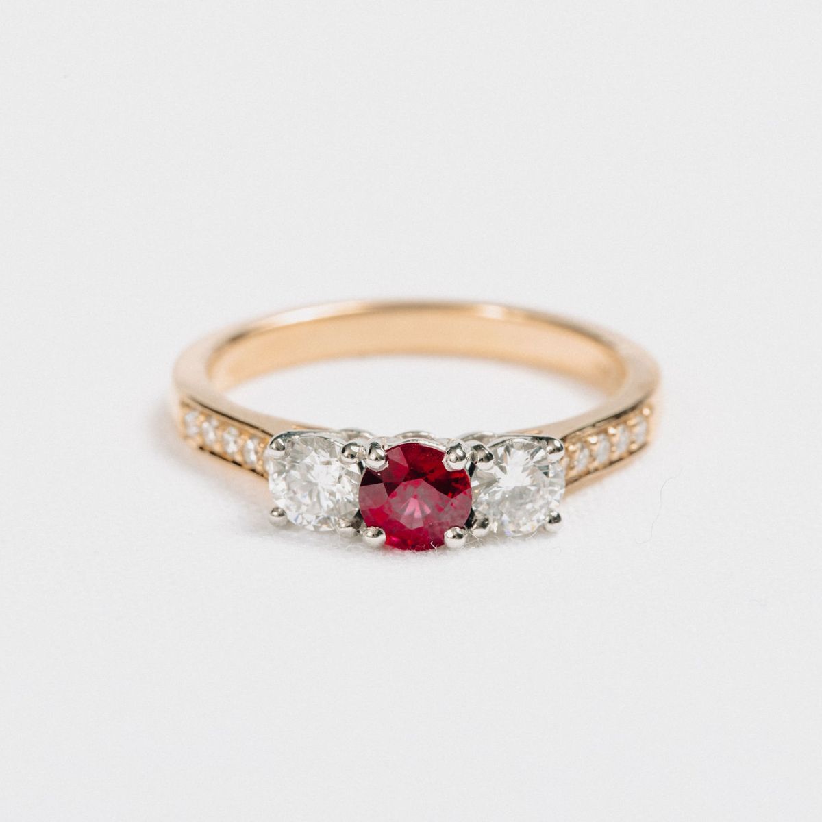 Ruby and Diamond 3 Stone