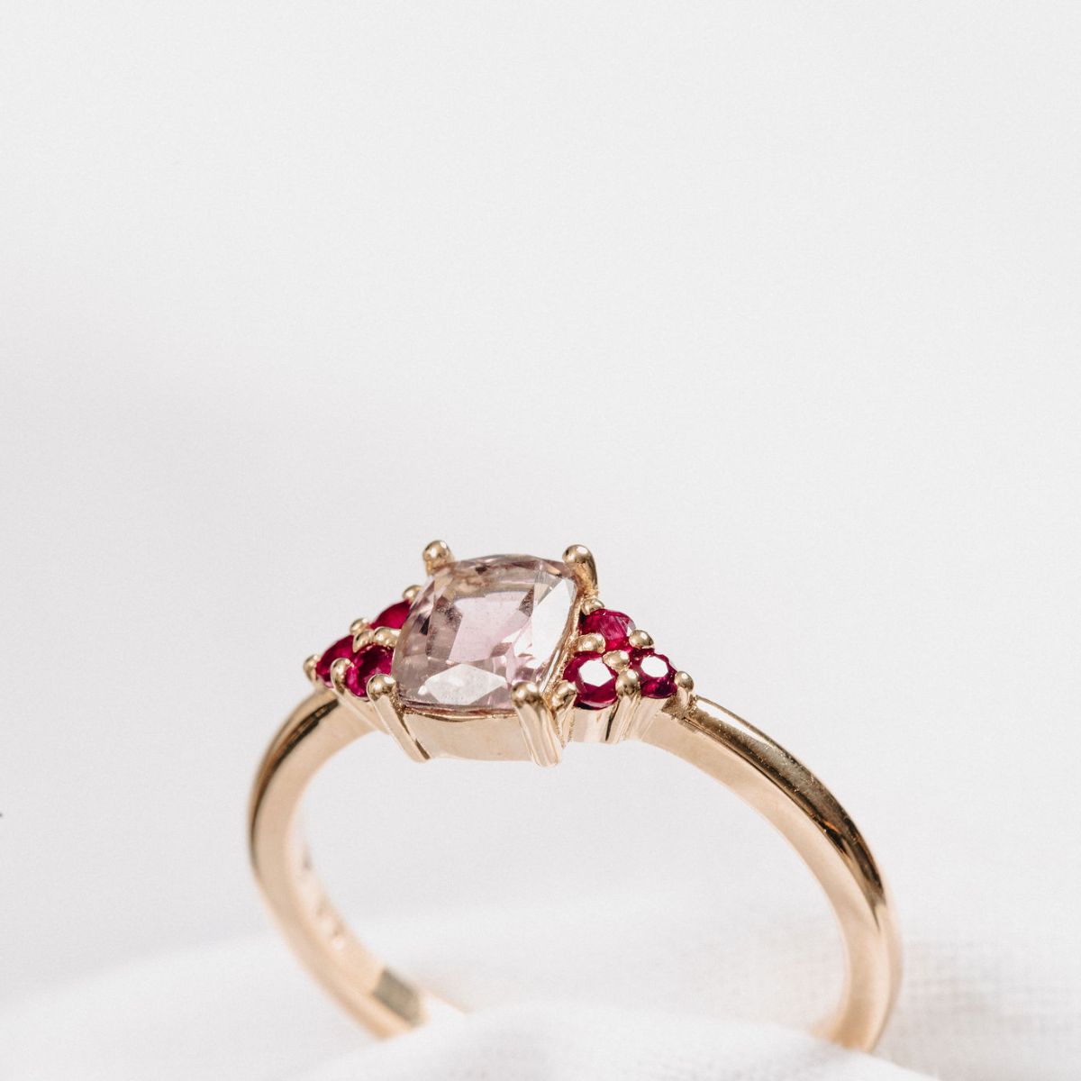Pink Tourmaline and Ruby Ring