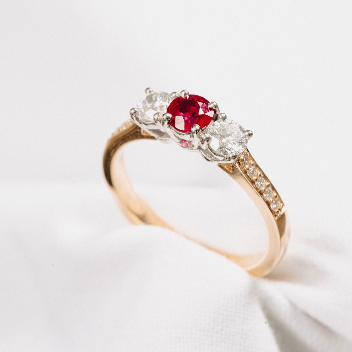 Ruby and Diamond 3 Stone