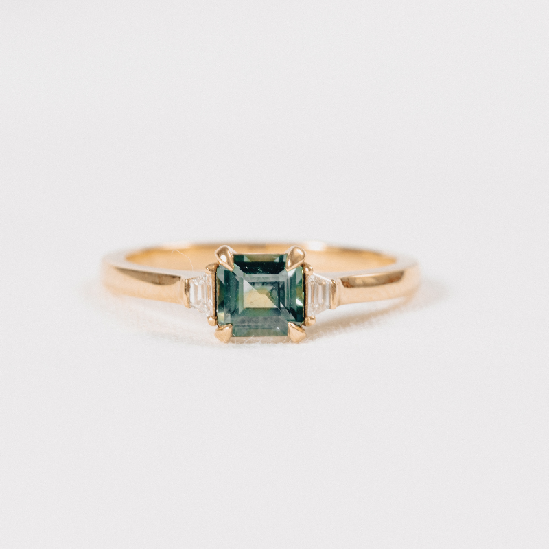 Parti Sapphire and Trapezoid Ring