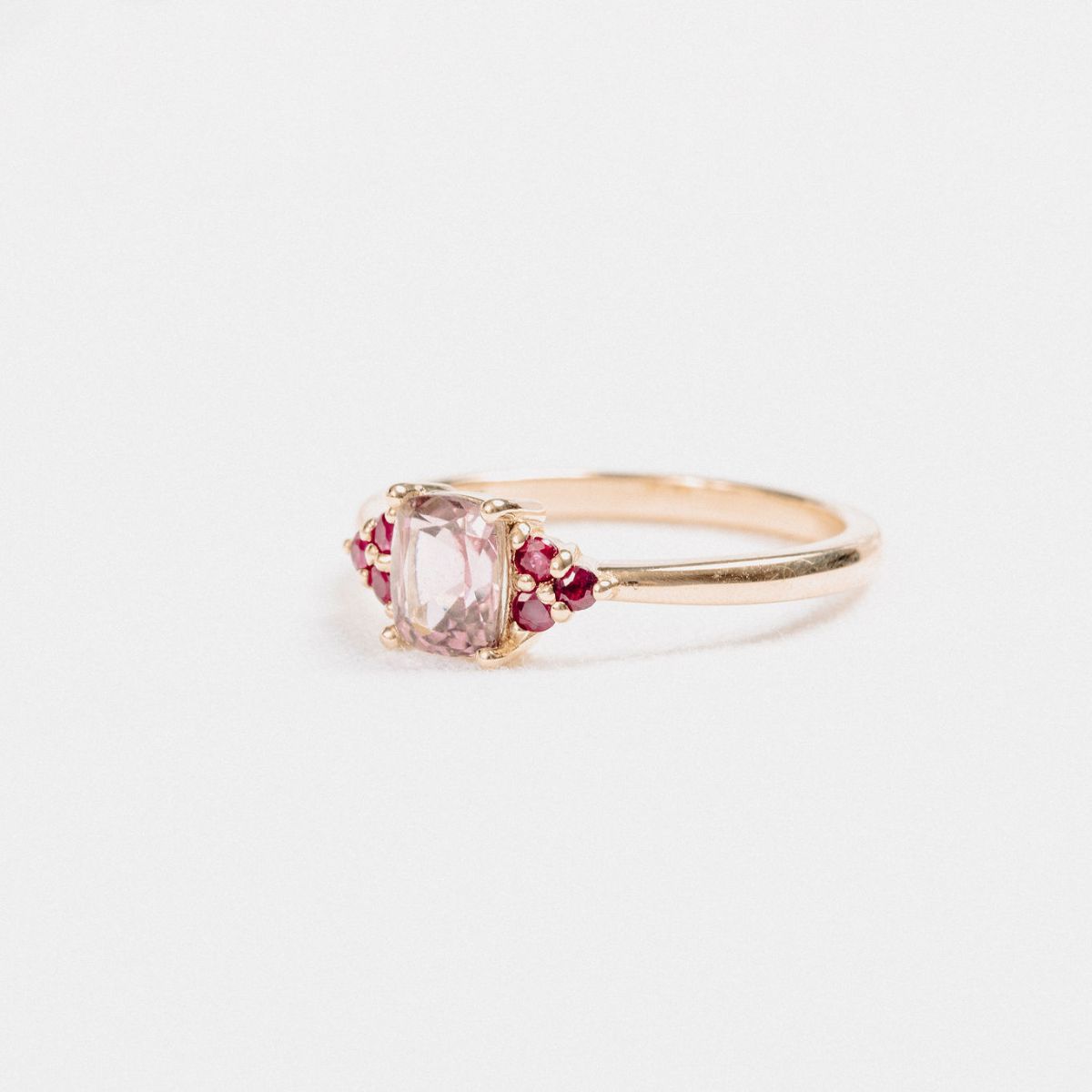 Pink Tourmaline and Ruby Ring